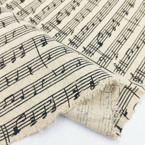 Piano Music Score Printed Fabric Sheet Retro Linen Cotton DIY Handmade Craft Sewing Cushion Tablecloths Decor Material