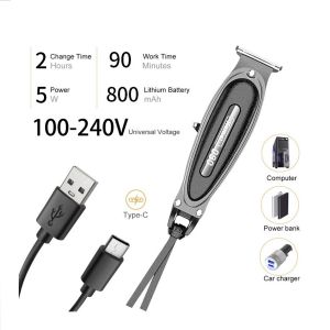 Kemei KM-1945 Alat Cukur Rambut LCD Display Mesin Potong Rambut USB Cas / Elektric Hair Clipper