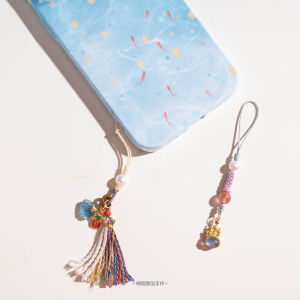 Original Natural Sea Blue Topaz Mobile Phone Chain Small Pendant Womens S925 Silver Plated Gold Key Ring Bag Hanging Ornament