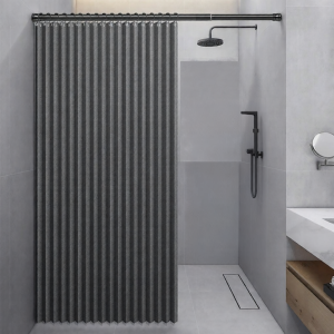 Punch-Free Waterproof Flax-like Dry-wet Separation Bath Curtain