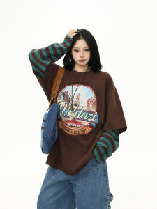 WILDAZI | Vintage Striped Contrast Loose T Shirt