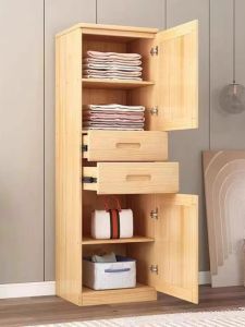 Solid Wood Wardrobe Pure Solid Wood Single Little Closet For Home Bedroom Mini Narrow Small Children Deep 60cm40 Single Door 50