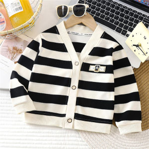 Kids Striped Cardigan Coats Spring Autumn Baby Girls Boys Knit Sweatshirt Fashion Knitwear Pullover Children Clothing 1-10 Years