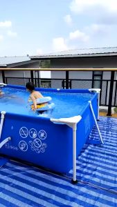 Intex 28270 สระทรงสี่เหลี่ยม ขนาด 2.2x1.5x0.6 เมตร +กล่องลอยคลอรีน+คลอรีน ของใหม่ จัดส่งไว