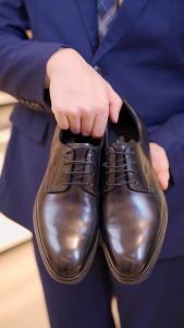 Giày tây nam MULGATI Classic Black Derby buộc dây da trơn - SP17159-01