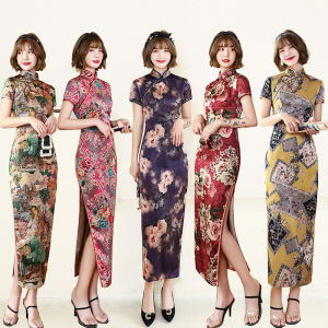 New Arrival Summer and Autumn Long Show Cheongsam Dress Womens Clothing Dress Silm Performance Mom Dress Performance Chinese Style Silks and Satins