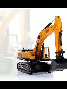 Đồ chơi mô hình xe xúc bánh xích cao su bằng nhựa ABS cứng cáp chạy đà trục xoay 360 độ kích thước lớn tỷ lệ 1:55