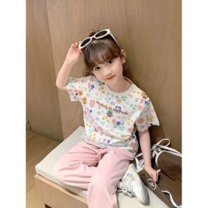 Cute Cartoon Short Sleeve Pure Cotton T-Shirt for Girls Summer New Style Children Trendy Brand Fresh Base Shirt Standard Fit Digital Print