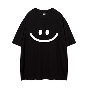 Trendy Brand White Short Sleeve Loose Fit Printed Womens T-shirt Summer New Arrival Lazy Style round Neck Cotton Casual Top