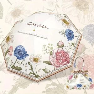 Ô Gấp Hai Lớp In Hoa UPF50 + Chống Tia Cực Tím Chống Nắng Và Mưa Vinyl Phủ Dù Che Nắng Cho Người Lớn