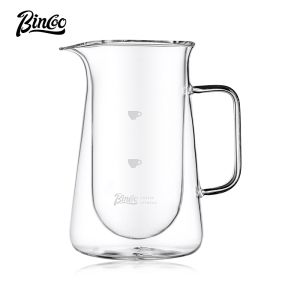 BINCOO Glass Coffee Pot Double Layer Hand Brewed Coffee Sharing Pot with Handle for Home and Office 400ML