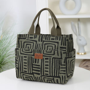 Corduroy outer foil lined lunch bag lunch box bag lunch bag handbag carrying bag large capacity glove bag