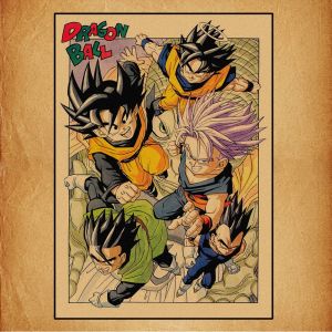 Bandai | Dragon Ball Anime Poster In Canvas Retro Nhật Bản Nghệ Thuật Treo Tường Nổi Bật Với ​​Goku Gohan Vegeta Piccolo Friza Lý Tưởng Quà Tặng Cho Trẻ Em