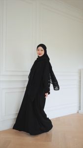 Alsyahra Exclusive Abaya Gamis Syari Hurun In Button Jetblack