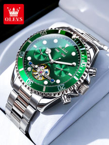 OLEVS | Mechanical Automatic Large Dial Skeleton Mens Watch Green