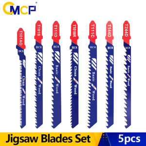 CMCP 5pcs HCS Jig Saw Blades Set T-Shaft Sharp Fast Cut Jigsaw Blade for Wood Plastic Metal T101AO T101B 111D T111C T101BR T144D