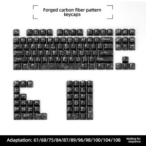 Black Carbon Fiber Texture Keycaps Transparent RGB Side Printed Cherry profile PC keycap set for MX Cherry Mechanical Keyboard