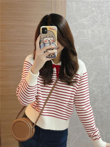 Red Striped Sweet Bow Sweater