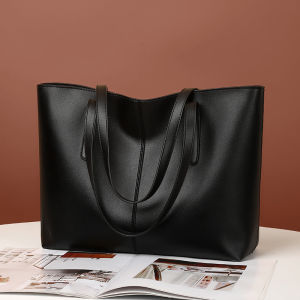 2024 New Large Capacity Spliced Soft Leather Tote Bag Casual Commuter Womens Single Shoulder Bag Versatile Handbag