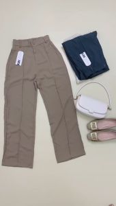 Kinwoo High Waist Suit Pants For Women With Vertical Lining M-2XL Size