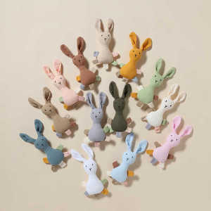 Baby Doll Security Blanket Can Be Mouth Bite Toy Pure Cotton Soothing Doll Rattle Newborn Baby Sleeping Puppet