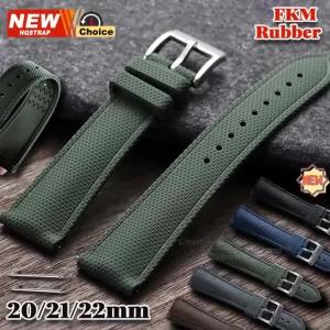 New FKM Rubber Watch Strap 20mm 21mm 22mm Fluoro Rubber Bracelet for Seiko Braided Pattern Band for Omega Wristband for Rolex