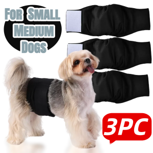 3Pcs Washable Male Dog Diaper for Small Medium Dogs Reusable Pets Physiological Pants Leak Proof Pet Urine Pant Yorkshire Pug