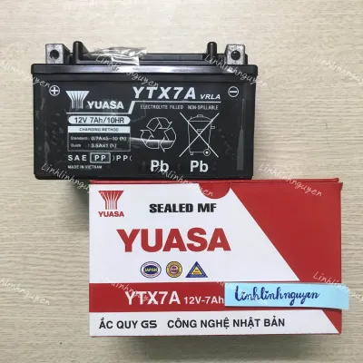 Bình ắc quy xe máy YTX7A 12V 7AH chính hãng YUASA BATTERY loại bình khô