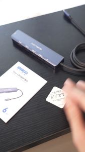 Trạm kết nối USB-C 6 trong 1 Acasis | HDMI 4K60Hz + Sạc nhanh PD 100W | 3xUSB3.0 & Gigabit Ethernet cho Mac/Windows | Cáp mở rộng 33ft cho văn phòng/chơi game