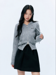 Warming Fleece Hooded Knitted Cardigan