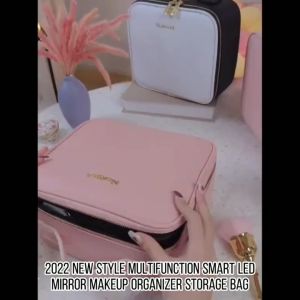 LED Light Mirror Makeup Travel bag Cosmetic Bag Women Handbags Smart Beauty Toiletries Kit Makeup Organizers Storage Bag