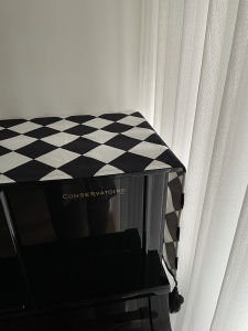 Classic Black and White Plaid] Piano Cover Neutral Dust Cover Cloth Modern Minimalist Half Cover Classy Scandinavian Electric Piano Wear