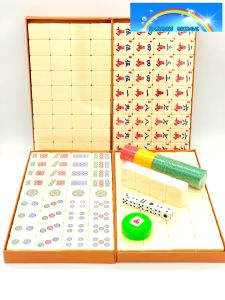Rinbow Bridge MAHJONG SET PUZZLE (New-BLUE-GREEN-IVORY WHITE-YELLOW-Large) #No.6.5 No number