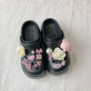 13Pcs/Set Crocs Jibbitz Charms Cute Girl Style Shoe Flower Pearl Shoe Decoration 3D Pink Bow Shoe Buckle for Crocs