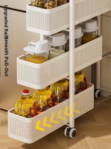 B&W | Narrow Space Sliding Basket Gap Storage Cabinet