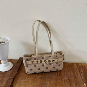 FQ1 Polka Dot Suede Tote Bag Women Large Capacity Shoulder bag Urban Chic Commuter Purse QF1