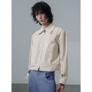 Hues9 Lapel Short Pocket Cargo Zip-up Jacket