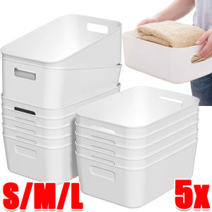 5pcs Multifunctional Plastic Storage Bins / Large Stackable Space-Saving Organizer Boxes / Durable Desktop Storage Box / for Home Organization