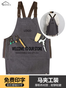 Váy Bảo Hộ Lao Động Vải Canvas Dày Thời Trang in Logo Vườn Công Cụ Thủ Công Chuyên Nghiệp Váy Bảo Hộ Lao Động Kiểu Vest Cao Cấp