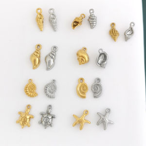 Small Mini Charm Pendant Ocean Starfish Shell Turtle for Necklace Earrings Drop Stainless Steel 18K Golden PVD Plated Waterproof