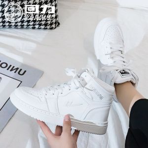 Couples High Top Sports Shoes Womens Style Spring White Sneakers Versatile Trendy Cross Buckle Korean Version Casual Board Shoes