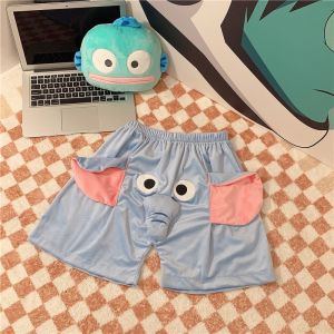 Quần Short Nam Nữ Mỏng Mùa Hè Màu Vàng Co Giãn 3D Quần Ngủ Tai Voi Màu Chấm Bi Cạp Vừa Vải Cotton Polyester