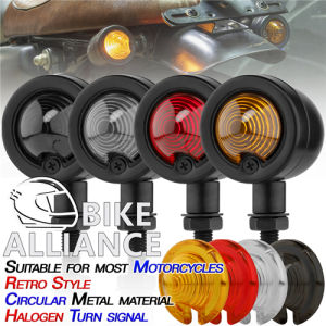 HARLEY CAFE RACER BLACK METAL TURNING SIGNAL LIGHT UNIVERSAL OLD SKOOL CLASSIC RETRO