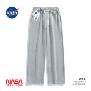 กางเกงกีฬาขากว้างทรงหลวมสำหรับผู้ชาย สีเทา ทรงหลวม กางเกงขายาวลำลอง กางเกงขายาวทรงตรง สไตล์อเมริกัน กางเกงขายาวสปอร์ต
