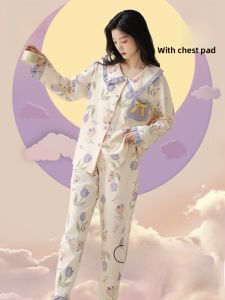 MiiOW | Pure Cotton Long Sleeve Sleepwear Womens Loose Comfortable Home Clothes Set Anti-Bulge Large Size Cute Cartoon Style
