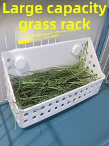 Large Capacity Rabbit Grass Rack Guinea Pighamster Feeder Fixed Non-Slip Basket Durable Pet Food Container No Spill Design