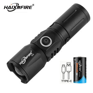 HaixnFire X14 Mini Flashlight Zoomable White Light Emergency Small Flashlight Outdoor Camping Type-C USB Rechargeable Portable Flashlight