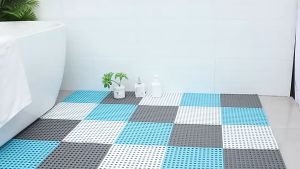 TPE Interlocking Non-Slip Bathroom Mat with Suction Cups - DIY Splice, 30x30cm - Safe and Environmentally Friendly with Quick Water Drain