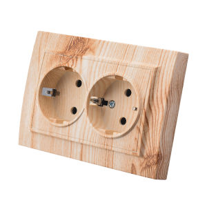 Wood Plugs Socket EU Standard With Ground Paint Plastic Wall Embedded Flame Retardant Electrical Outlets Power Sockets Classic