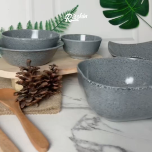 RISSHIN Seri Mangkuk Bintik Warna Semen 100% Melamin Food Grade Serbaguna Awet Kuat Tahan Panas SNI